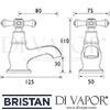 Bristan Colonial Bath Taps Dimensions